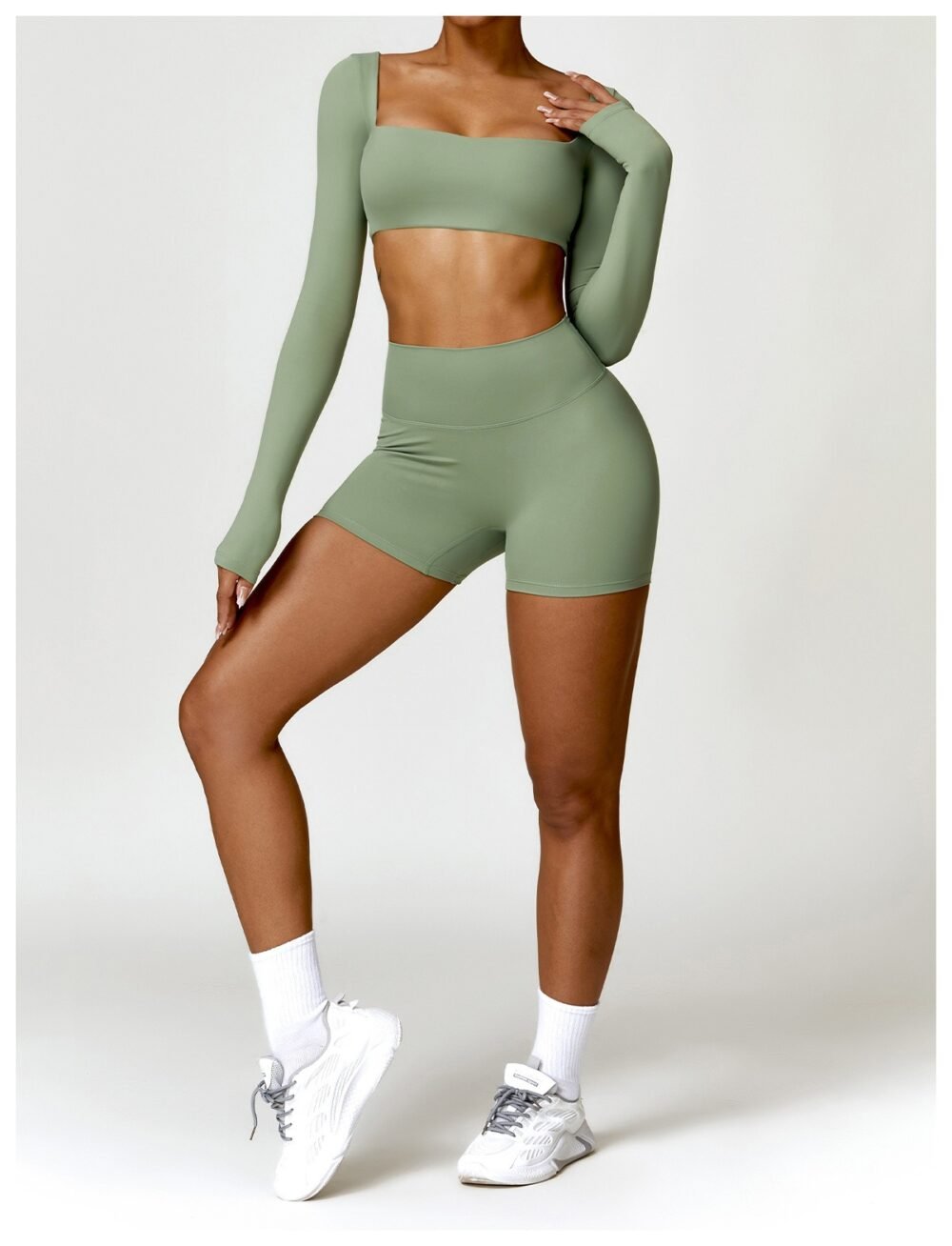 Olive green set with shorts