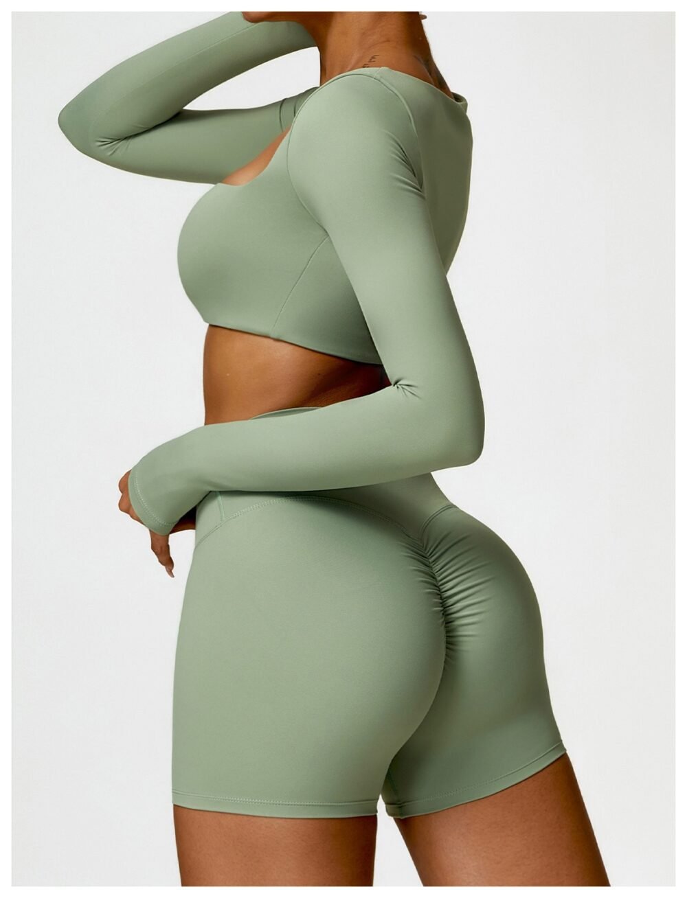Olive green set with shorts - Image 2